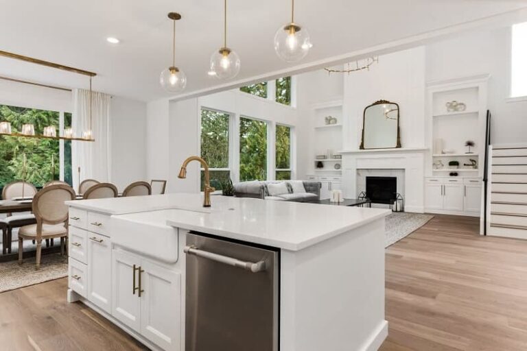 tile around fireplace