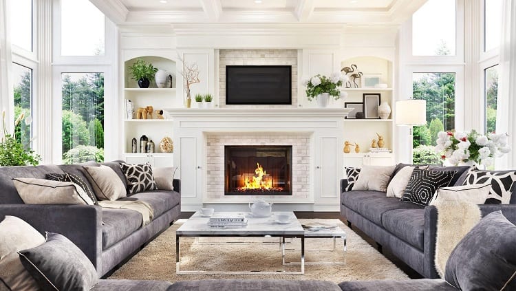 TV Stand With a Fireplace Below