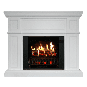 Artemis Modern White Electric Fireplace Mantel & Insert with Sound and Heater