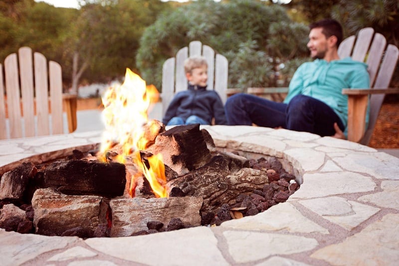 outdoor wood burning fireplace