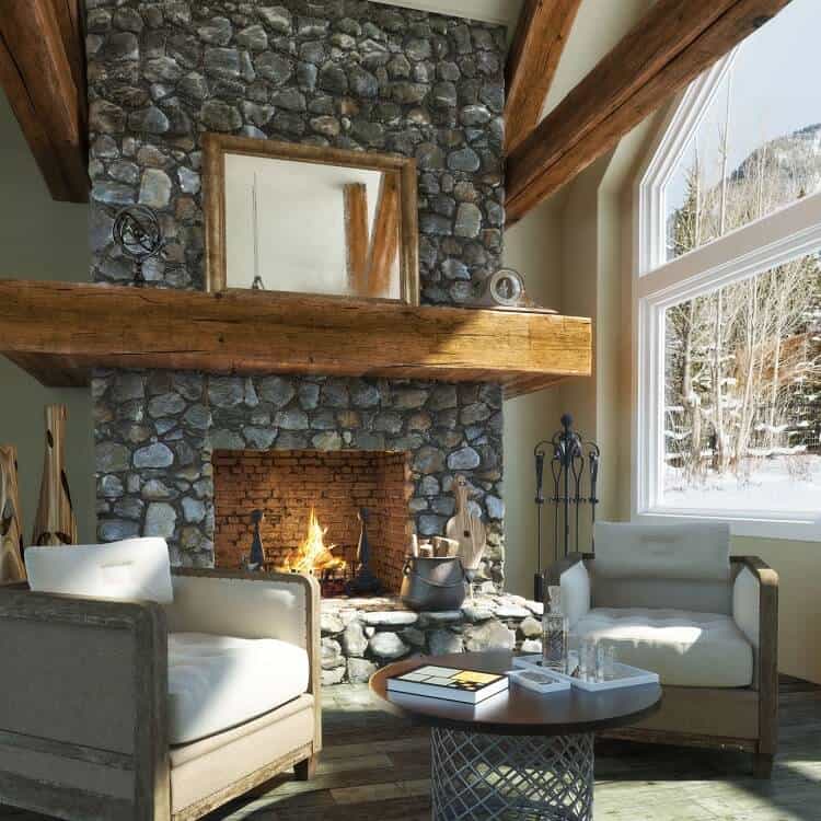 Stone fireplace
