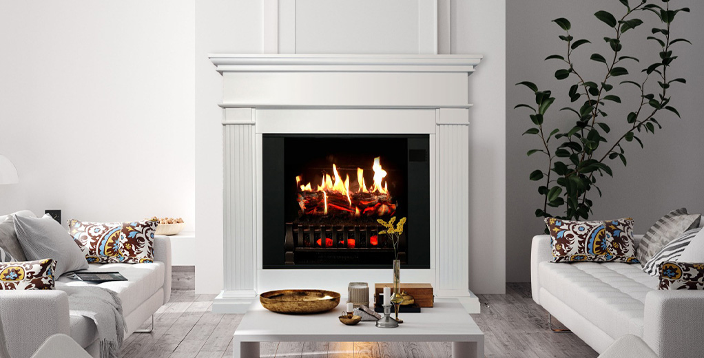 Morpheus Compact Electric Fireplace Mantel & Insert with Sound and Heater