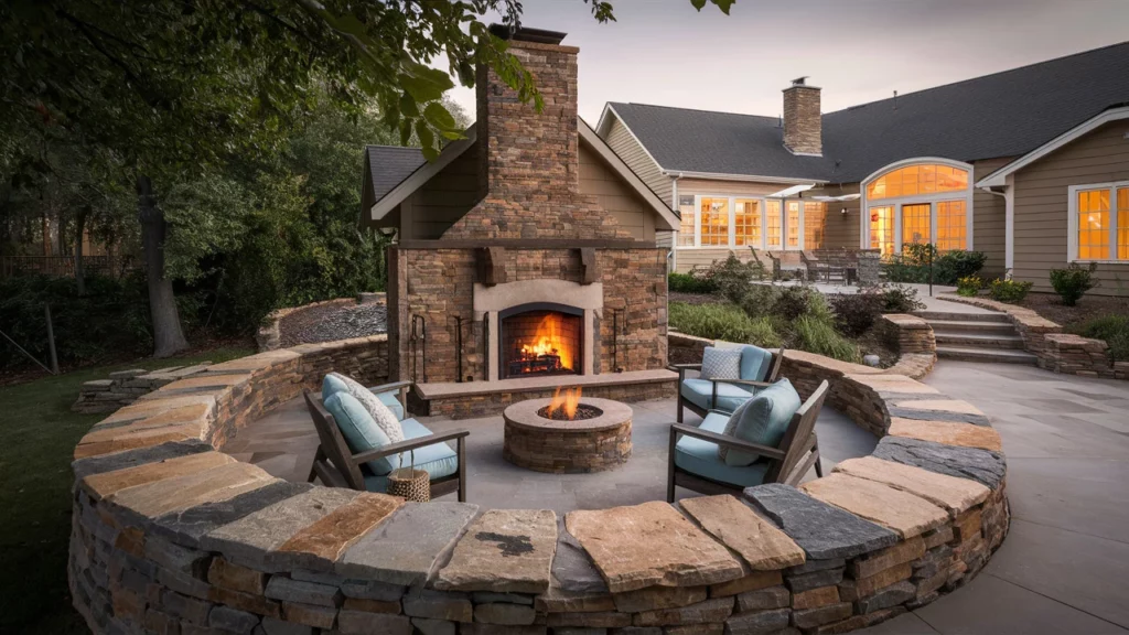 Outdoor Wood Fireplace Zone