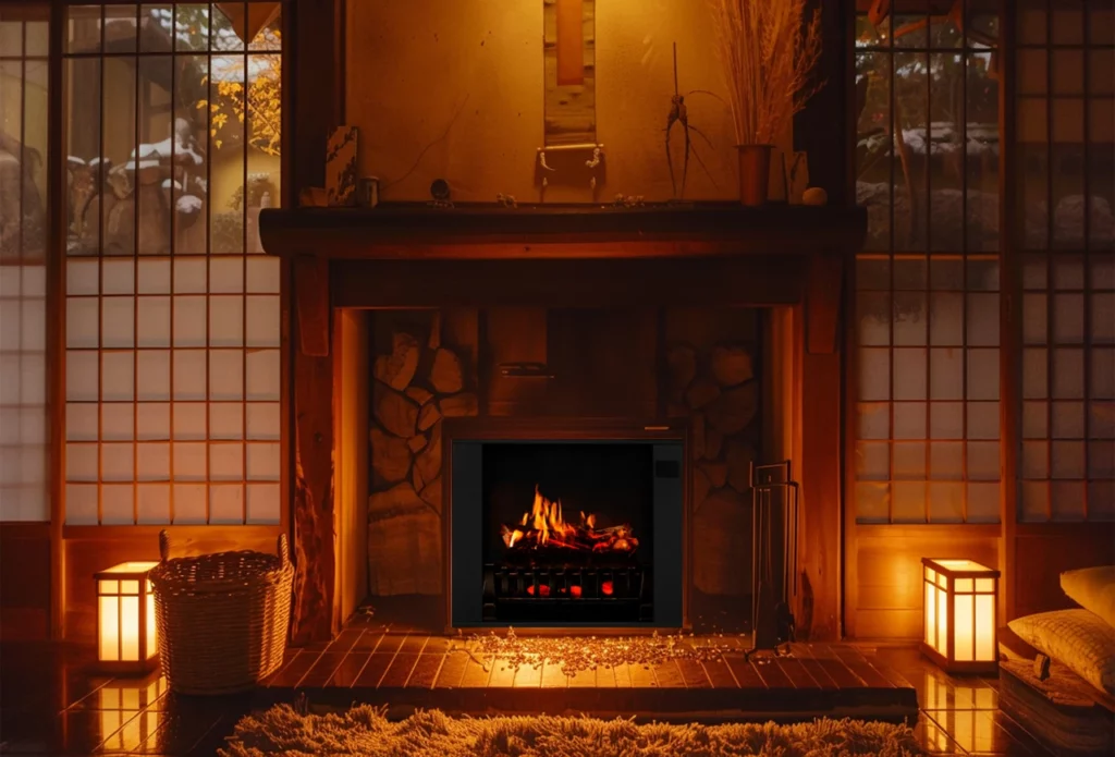 Asian Zen Electric Fireplace Style