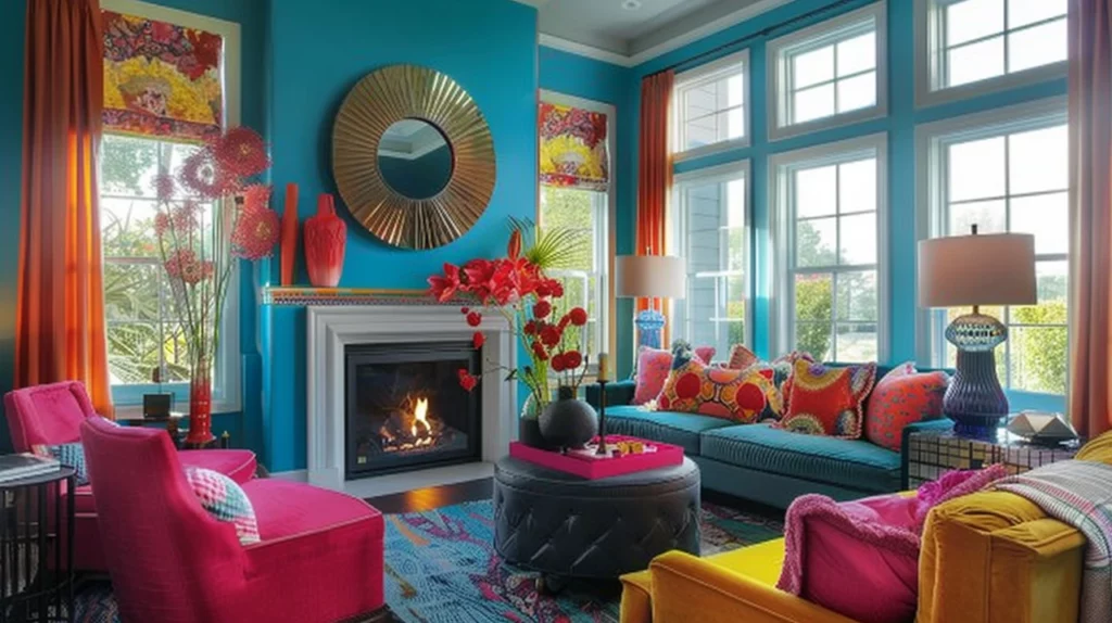 Fireplace Hearth Color Schemes - Bold and vibrant
