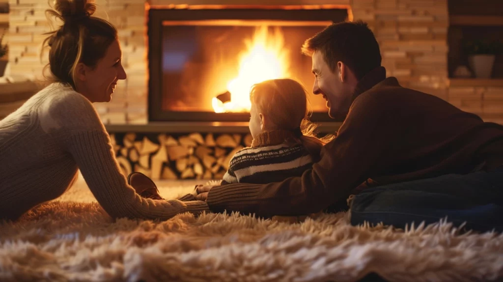 Family Near the Fireplace