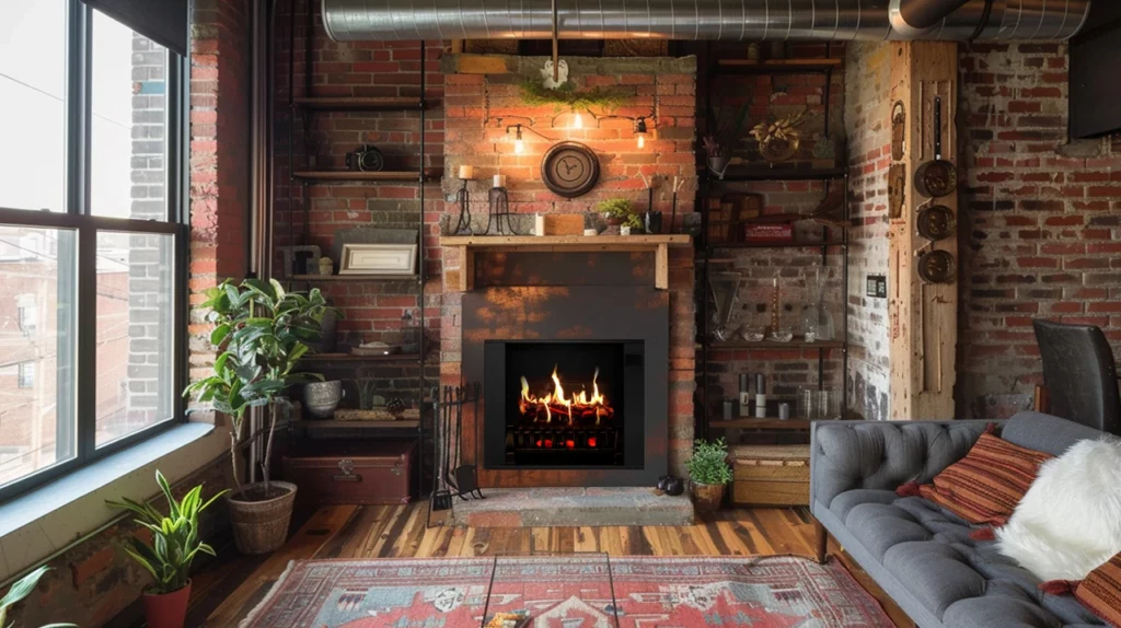 Industrial Electric Fireplace Style