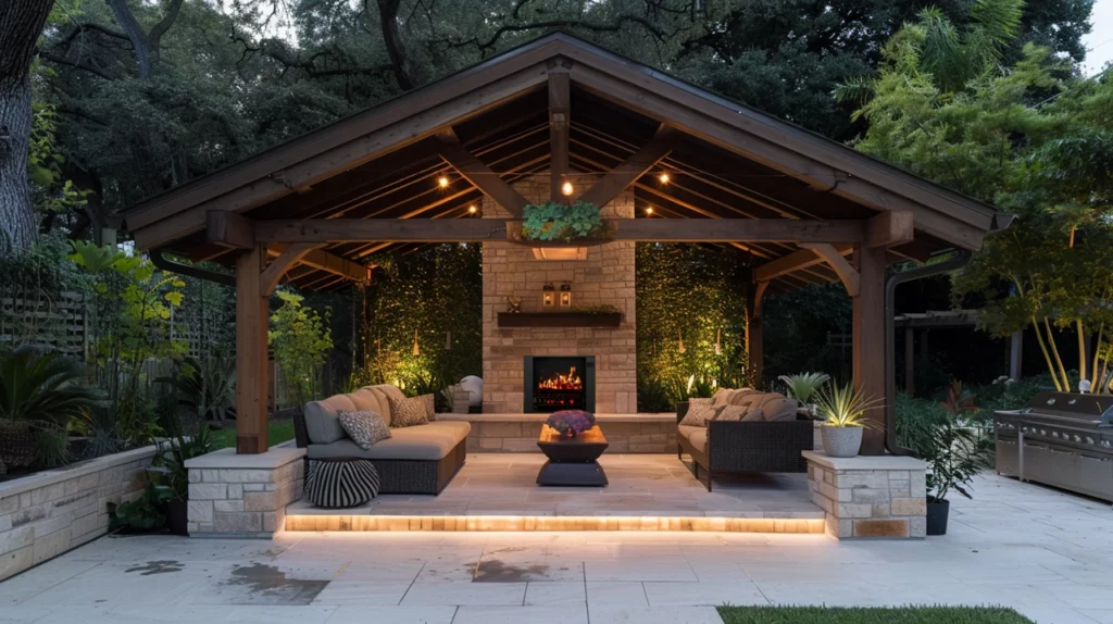 MagikFlame Electric Fireplace in an Outdoor Spot