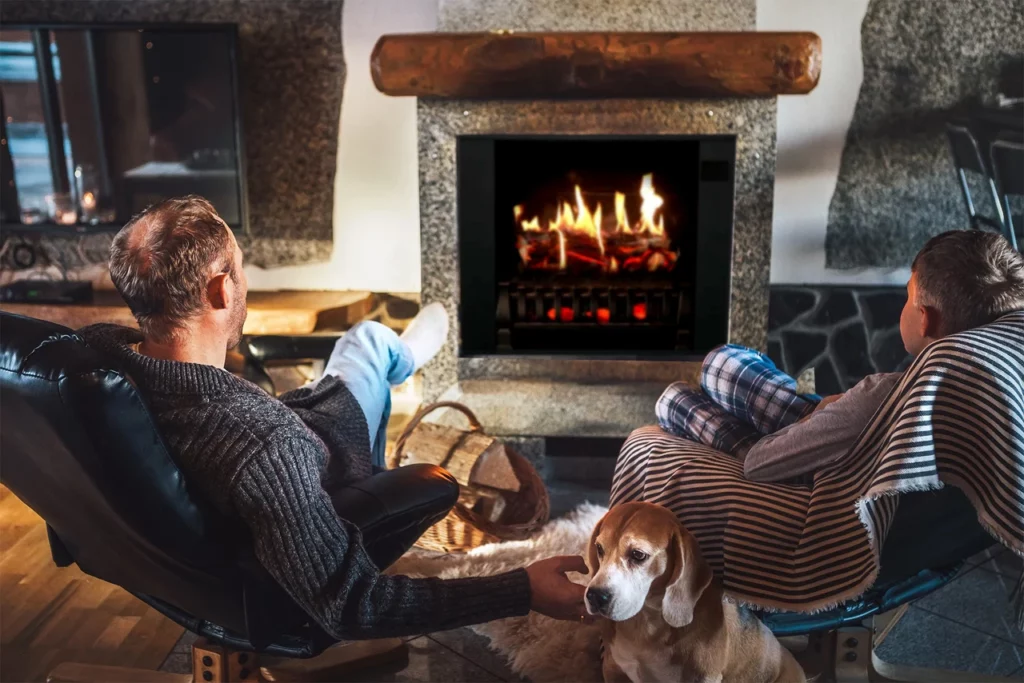 Family Sitting Around MagikFlame Electric Fireplace