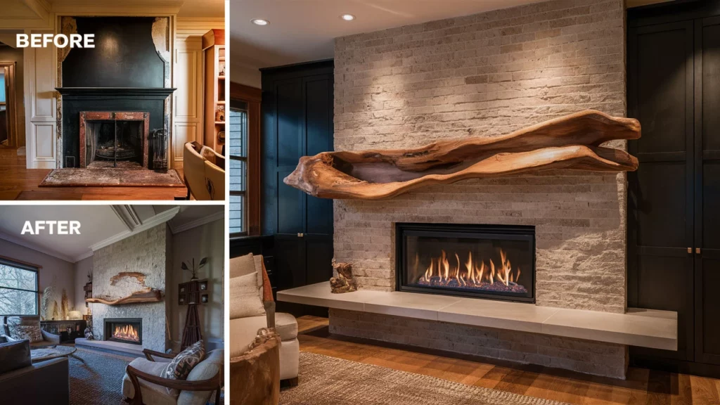 Successfully completed fireplace makeover