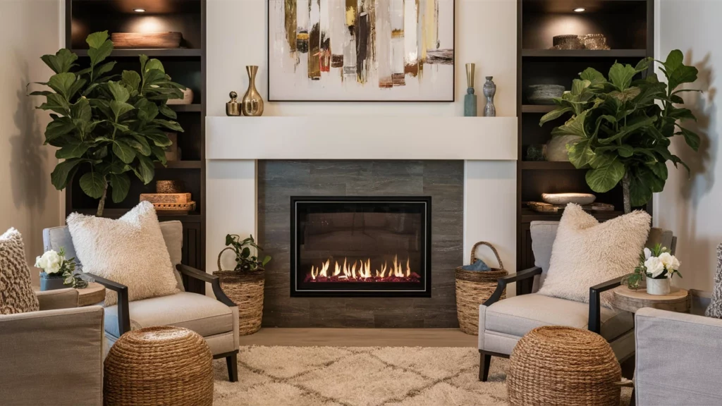 Electric Fireplace with a modern matte finish