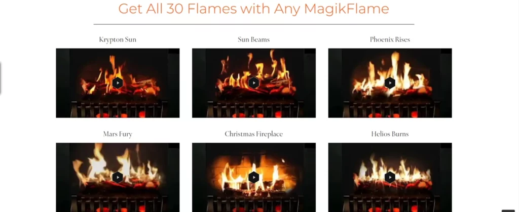 MagikFlame Electric Fireplaces - 30 Flame Types