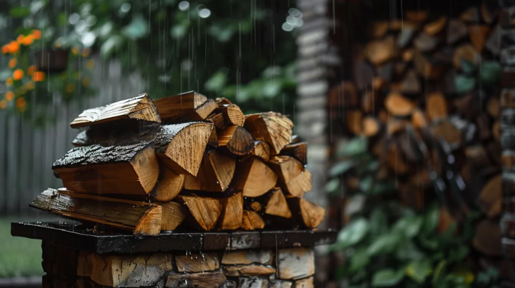 Firewood Under the Rain